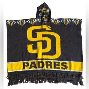 SAN DIEGO PADRES MLB Logo Wool Hooded Poncho Unisex Ecuador-Made Luxe Fan Gear